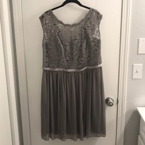 Grey David’s bridal F17019 short lace mesh dress
